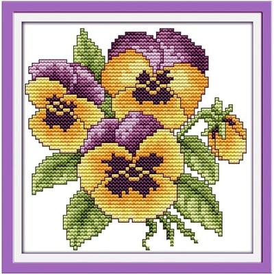 ITSTITCH Stamped Cross Stitch Kits for Adults,Full Range of Easy Embroidery 11CT 3 Strands Crossstitching Kits Preprinted Pattern Design,for Home Wall Decor-The Flower of Happiness, 8.3x8.3 inch