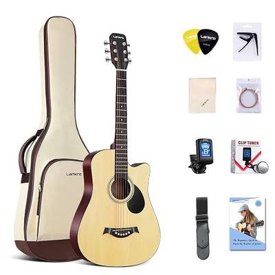 38 in Guitar Acoustic Guitar Beginner kit Adult Cutaway Acoustic Guitar Guitarras Starter Set Bundle with Padded Gig Bag, Strap, Capo, Strings, Picks