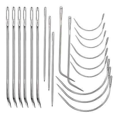 20 Pcs Leather Sewing Needles,Heavy Duty Sewing Needles Kit Include Curved Leather Needle,Sack Needle,Hand Sewing Needle,Leather Needles for Upholstery,Leather Craft,Carpet Canvas Repair