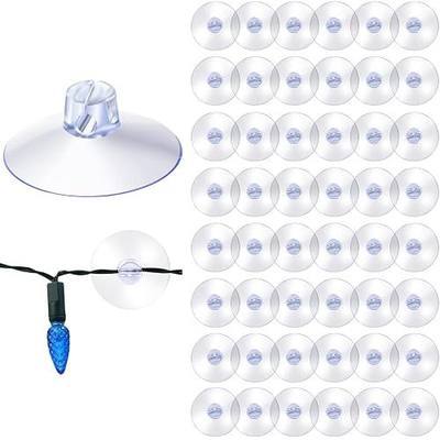 Sieral 50 Pieces Christmas Light Suction Cups Hooks for Glass Window Christmas Mini Suction Cup Clips Light String Heavy Duty Hooks Holder Plastic Shower Caddy Connectors for Xmas Kitchen Bathroom