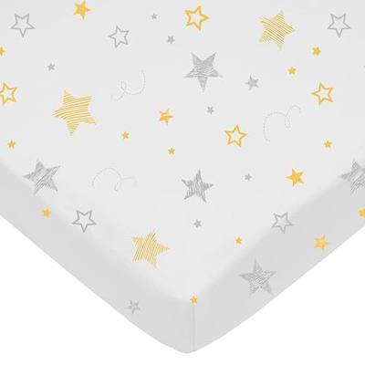 American Baby Company Cotton Fitted Pack and Play Sheet 39x27", Yellow Star | 100% Natural Cotton Pack N Play Sheet for Playpen, Playard & Mini Crib Mattress - Soft & Breathable, Neutral for Boys & Girls