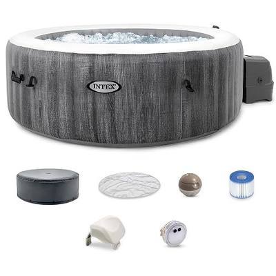 INTEX 28439EP PureSpa Greywood Deluxe Spa Set: Includes Energy Efficient Spa Cover – Spa Control App – Wireless Control Panel – 4 Person Capacity – 77" x 28"