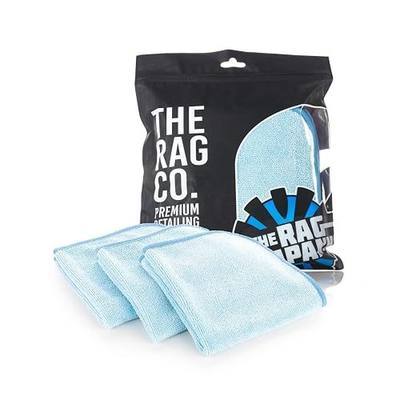 The Rag Company - Premium FTW - 70/30 Blend Microfiber Cleaning Towels for Glass, Windows, Mirrors, Polished Surfaces - Streak-Free - Scratchless, 16" x16' Light Blue (3-Pack)