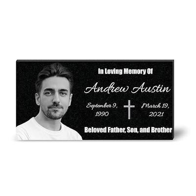 ADFSTONE Memorial Plaques for Outdoors Personalized Tiny Headstone Small Grave Stone, Little Tombstones, Memory Plaques for Loved Ones Lost, Burial Plaques for Humans Photo Grave Marker