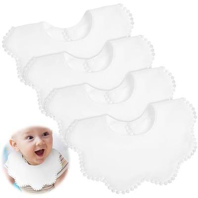 JenPen White Bibs for Girl Bandana Muslin 360 Bibs Baby Bandana Drool Set for Teething Toddler Girl