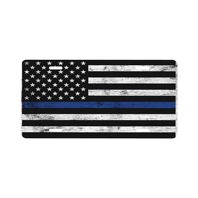 License Plate,Thin Blue line License Plate,Vanity Tag,Thin Blue Line Car Tag,American Flag Tag 6 X 12 Inc