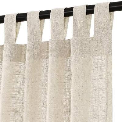 Turquoize Tab Top Linen Curtains Natural Linen Sheer Curtains for Living Room Light Filtering Window Treatments Draperies for Bedroom Linen Textured Farmhouse Curtains, W52 x L63, 2 Panels, Ivory