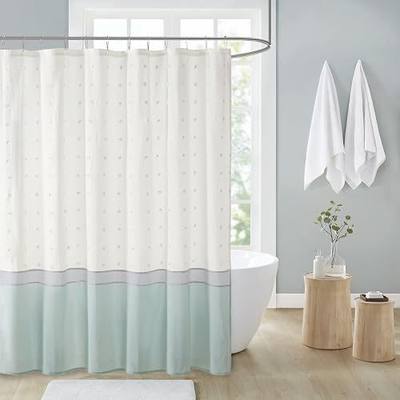 Urban Habitat Myla 100% Cotton Shower Curtain, Luxurious Textured Clipped Jacquard Dots, Shabby Chic Modern Bathroom Décor, Machine Washable Bath Privacy Screen, 72x72, Seafoam