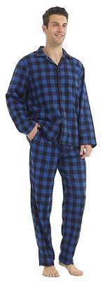 Mens Flannel Pajamas Set Cotton Plaid Pjs Button Down Warm Soft Lounge Sleepwear Top & Pj Pants with Pockets
