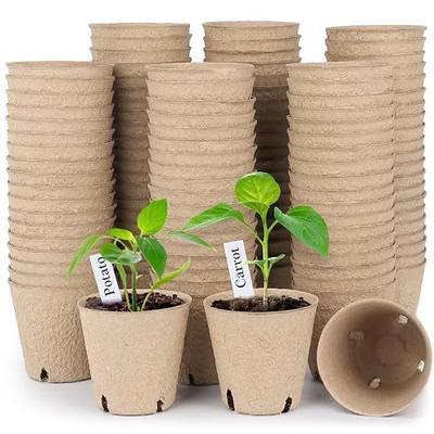 homenote 120 Pcs 3.15 Inch Peat Pots,Nursery Plant Pots,Seed Starting Pots | Seed Starting Pots with Drainage Holes, Round Nursery Plant Pots with Bonus 20 Plant Labels
