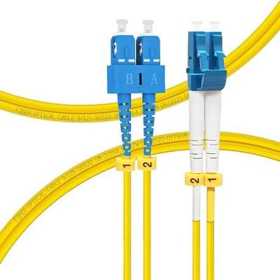 FLYPROFiber- OS2 SC to LC Single Mode Fiber Patch Cable 2M/7ft | SMF Singlemode, Duplex 9/125um, 10G/40G/100G, Fiber Optic Cord Length Options: 1m-50m, LSZH