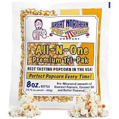 8oz Popcorn Machine Popcorn Packets - All-in-One Movie Theater Style Kernels, Salt, and Oil Packs by Great Northern Popcorn (24 Case)