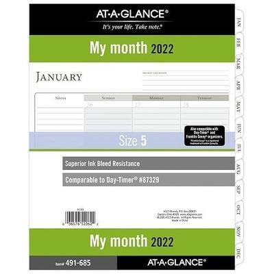 2022 Monthly Planner Refill by AT-A-GLANCE, 87329 Day-Timer, Size 5, Folio Size, Loose-Leaf (491-685) - White