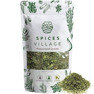 SPICES VILLAGE Loose Leaf Peppermint Tea, Dried Peppermint Leaves (2 oz) - Fresh Peppermint Leaves, Mint Herb, Crushed Mint Spice,Kosher, Gluten Free, Non GMO, Resealable Bulk Bag