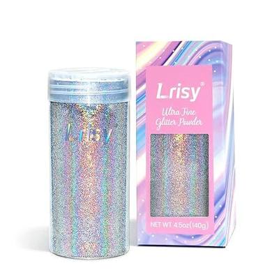 Lrisy Holographic Extra Fine Glitter Powder with Shaker Lid, Craft Glitter Sequins for Epoxy Resin, Slime,Tumblers,Nail&Painting Arts 140g/4.5oz (Ultra Thin Holographic Silver)