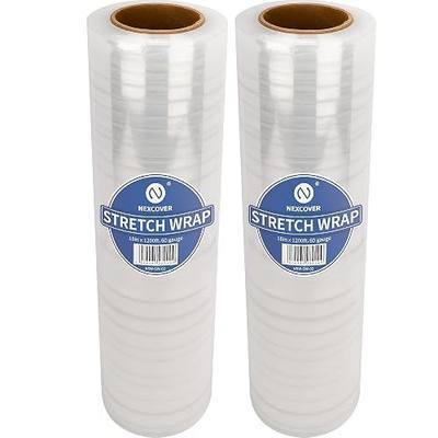 NEXCOVER 18 Inch Stretch Wrap - 1200 Feet | 60 Gauge, 2 Roll Clear Plastic Self-adhering Stretch Wrap Film for Pallet Wrap, Thick and Durable Packing Moving Supplies Heavy Duty Shrink Film.