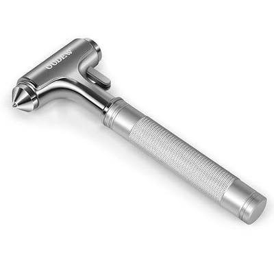 Car Safety Hammer, Metal Glass Breaker Seat Belt Cutter, Silver, 1pcs | Emergecy Escape Tool, Window Breaker Hammer for Auto Accidents, Aluminium Alloy Non-slip Handle