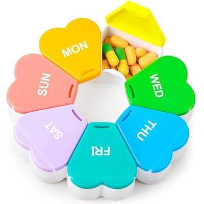 Large Weekly Pill Organizer, Winlike Flower Portable 7 Day Pill Box Case for Travel Medicine Organizer Vitamin/Fish Oil/Pills/Supplements