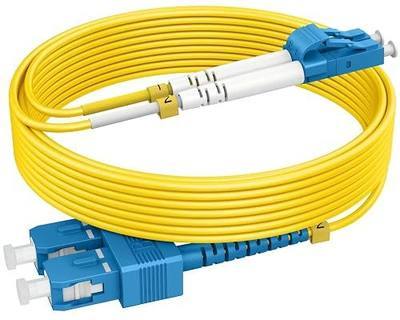 RamboCables-OS2 SC to LC Single Mode Fiber Patch Cables SM, 50ft/15m | Singlemode Fiber Optic Cable Duplex, LSZH, 10G/40G/100G SMF, 9/125μm, OD 2.0mm