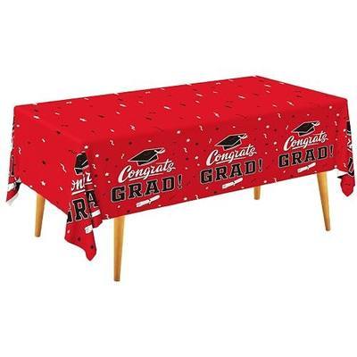 Gatherfun Graduation Party Decorations, Gongrats Grad Tablecover for Graduation Party Supplies, 3 pcs Class Red Table Cloths, 54"x108"