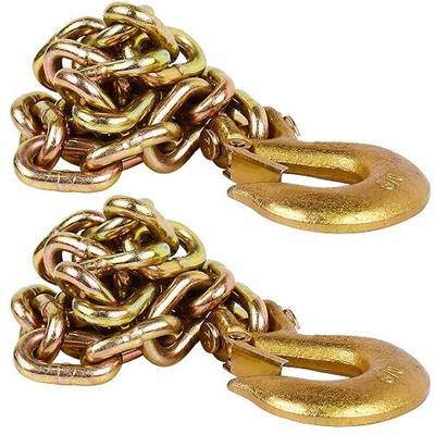 35" Trailer Safety Chain 2 Pack, Grade 70 Heavy Duty G70 Towing Chain with 5/16" Clevis Snap Hooks, 18,800 lbs Break Strength for RV, Boat Trailer and Dump Trailer, Yellow Zinc Plated