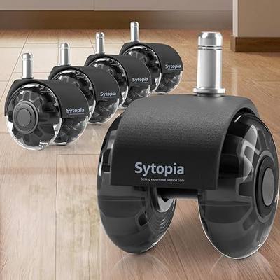 Office Chair Wheels, 2 Inch Rubber Rollers, Heavy Duty, Safe for Hardwood Floors, Carpets, Mats, Universal Size 11x22mm, Smooth and Quiet, Dark Grey, Set of 5