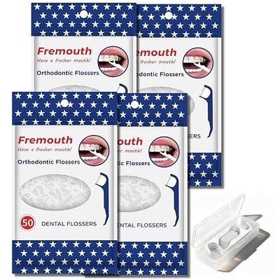Fremouth Orthodontic Flossers for Braces - Ortho Floss Picks, 200 Count | Upgraded Braces Flossers, Dental Flossers with a Travel Case for Adults & Kids