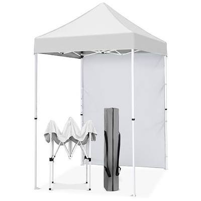 EAGLE PEAK 5x5 Pop Up Canopy Tent with 1 Removable Sidewall, White | Small Pop Up Canopy with Carry Bag, Easy Setup & Compact, Lightweight Outdoor Tent for Beach, Camping, Sport Games & Vendors
