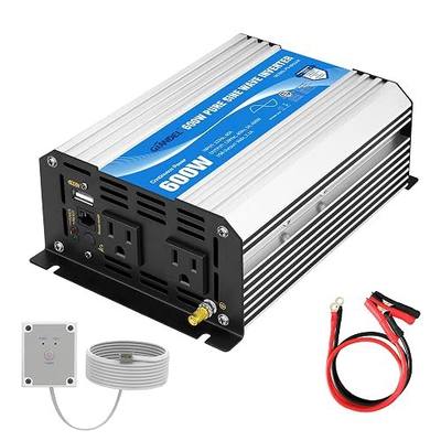 GIANDEL Power Inverter Pure Sine Wave 600Watt 12V DC to 120V AC with Remote Control Dual AC Outlets ETL Listed UL458 Standard for Small Solar System Outdoor Emergency