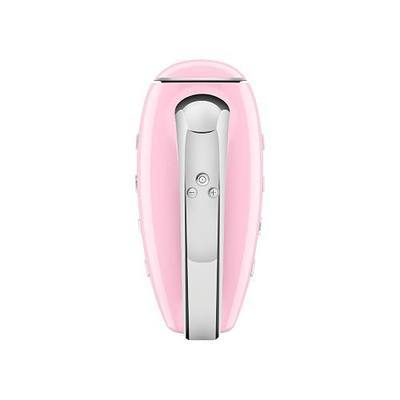 SMEG Pink 50's Retro Style Electric Hand Mixer with Set of Dough Hooks, Set of Beaters, and Set of Whisks