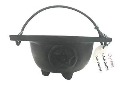 Pentacle Cast Iron Cauldron Size-3" D Pentagram