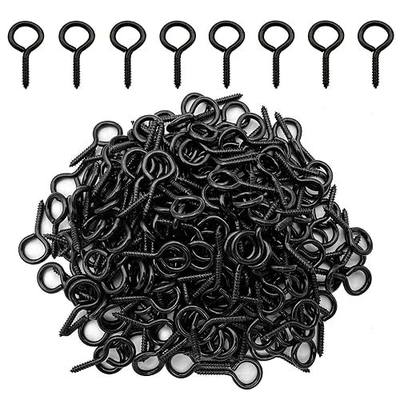 Black 200 Pcs Eyes Screw Hooks 1 Inch Screw in Hooks Jewelry Metal Ring