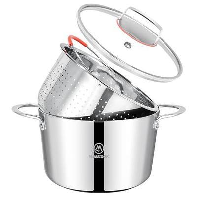 6qt Stainless Steel Pot, Pots and Pans, Sauce Pan, Stainless Steel Pan, Cooking Pot with Strainer Lid, Stock Pot, Pasta Pot, Cooking Pan, Large Soup Pot, Saucepan, Stainless Steel Pots