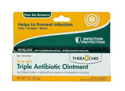 TheraCare Triple Antibiotic Ointment, 1 oz Tube | First Aid, Infection Protection for Minor Cuts, Scrapes & Burns, Bacitracin