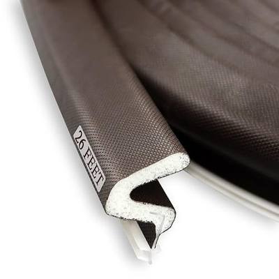 LSGCQ Kerf Weather Stripping Door Seal Strip 26 Ft Q Foam Door Weatherstrip Seal with Slot Card Slot Installation, Easy Cut to Size (Brown)