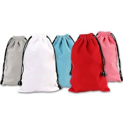 Pack of 25 Mixed Colors Large 6.75" X 4.75" Pouch Bags - Elegant Velvet Drawstring Bags Jewelry Pouches for Jewelry, Gifts, Event Supplies (White Red Gray Pink Blue)…