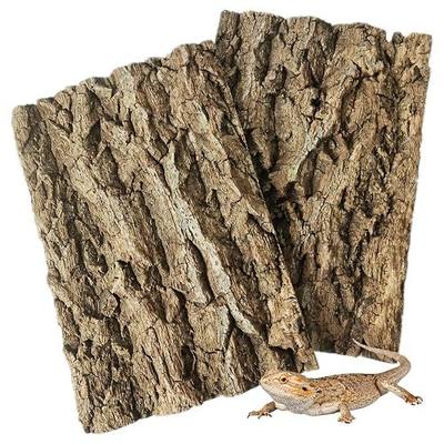 Fhiny 2 PCS Cork Bark Background, 11.6" x 7.7" Natural Reptile Terrarium Backdrop, Reptile Climbing Wall Decor for Bearded Dragon, Gecko, Chameleon, Snake