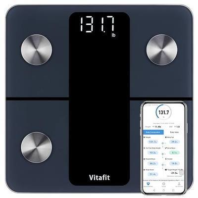 Vitafit Smart Scale for Body Weight High Accuracy 0.1lb, 400lb, LED, Black | Professional Factory Since 2001 Digital Weight Scales Bathroom Health App Sync 13 Body Composition with BMI, Body Fat, Muscle