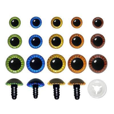 BESTCYC 1Box(160pcs) 3Size 5Colors Threaded Shank Design Plastic Safety Eyes Craft Eyes with Washers for Crafts Amigurumi Stuffed Animals, Puppets Bears DIY Making Supplies