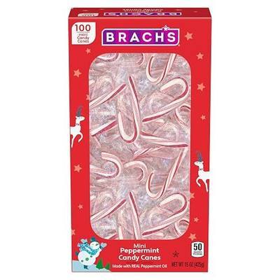 Brach's Mini Peppermint Holiday Candy Canes, Christmas Candy, 100ct Box , 15 Ounce