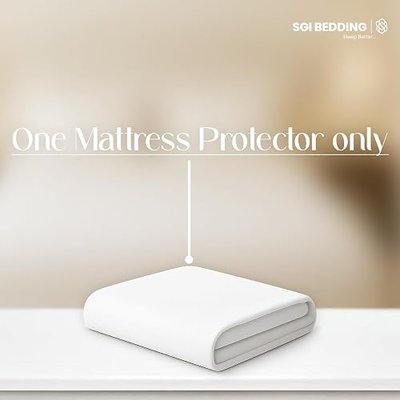 SGI bedding Waterproof Alaskan King 108" x 108" Extra Large Bed Mattress Pad Cover, 15" Deep Pocket, Soft Noiseless & Breathable Fitted Sheet Style Mattress Protector – White