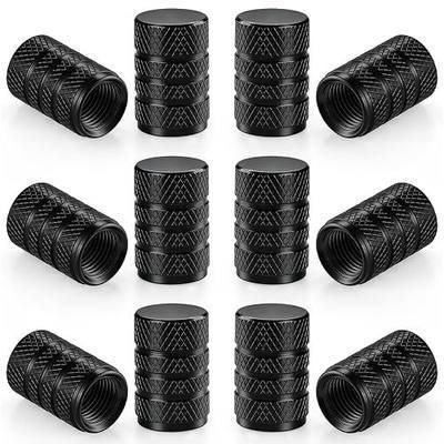 SINGARO 12PCS Tire Valve Stem Caps, Car Exterior Accessories, Aluminum Alloy Tire Valve Cap Set, Corrosion Resistant Leak-Proof Universal for Cars, Trucks, Motorcycles and Bicycles (Black)