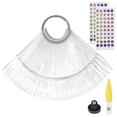 50pcs Nail Swatch Sticks with Number Stickers Nail Color Display Stiletto Tips Clear Nail Sample Sticks with Ring Practice Nail Tips Nail Supplies for Nail Techs Professional Nail Salon | Stiletto Tips Clear Nail Sample Sticks with Ring Practice Nail Tips Nail Supplies for Nail Techs