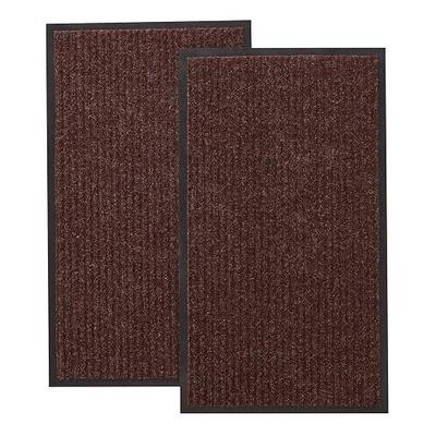 Lifewit Sturdy 2 Pack Indoor Door Mat Traps Dirt Non Slip Low-Profile Welcome Mat for Entryway, Front Door, Porch Area, Patio, Entrance Rug Shoe Scraper Mat, 24" x 36", Brown