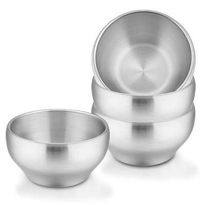 LIANYU Stainless Steel Bowls for Kids, 4 Pack Toddler Metal Bowls 12oz | Double-walled Insulated Metal Bowls, Baby Children Feeding Dinnerware, Dishwasher Safe, Non Toxic, Snack Bowls for Toddler