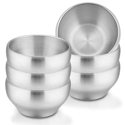 LIANYU Stainless Steel Kids Bowls, 12oz Small Kids Toddler Bowls Set of 6 | Double-walled Stainless Steel Bowls for Kids, Metal Bowls for Toddler, Heat Insulation, Feeding Child, Dishwasher Safe