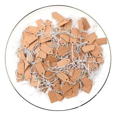 200 Pcs Price Tags, Small Tags with Elastic String, Jewelry Price Tag Writable Kraft Gift Tag for Christmas Gift Clothes Jewelry Stocking Stuffers (Brown,1.02×0.47inch) | Writable kraft paper tags, smooth surface, easy tie-on design, for jewelry, clothing, gifts, and inventory labeling
