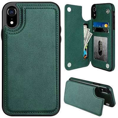 MMHUO for iPhone XR Case Wallet Flip Case for Women Girls with Card Holder, Dark Green
