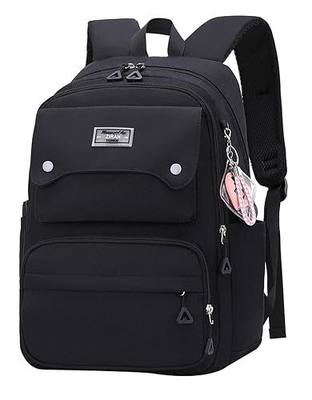 JiaYou Teen Girls Casual Backpack High Middle School Daypack Women Daily Travel Laptop Bag (1# Black, 26 Liters)