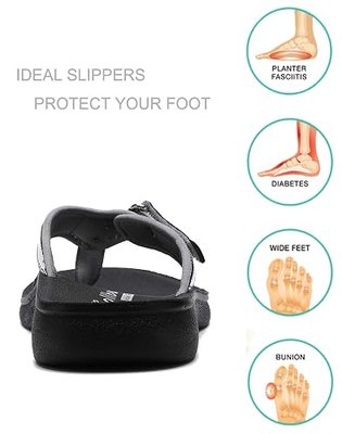 SOLLBEAM Womens Original Orthotic Comfort Thong Style Flip Flops Sandals With Arch Support Heel Cup
